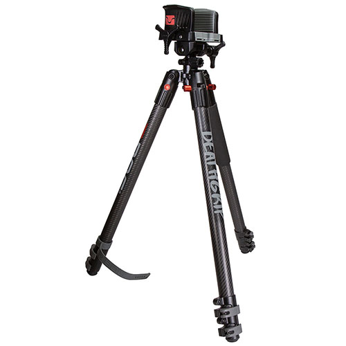 BOG DeathGrip Carbon Fiber Tripod offers unmatched stability and portability with lightweight carbon fiber legs, ensuring rock-solid accuracy for every shooter.