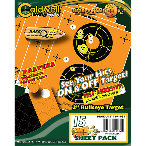 Caldwell Orange Peel® Targets offer dual-color flake-off technology for instant hit visibility, making long-distance shooting easier and more accurate.
