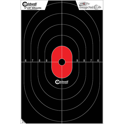 Caldwell Silhouette Center Mass Targets feature high visibility Flake Off technology for easy bullet impact detection and a dual zone design for realistic training.