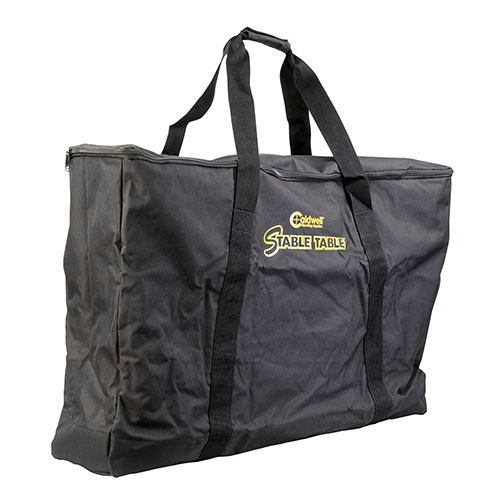 Caldwell The Stable Table Carry Bag offers heavy-duty protection with padded lower portion, double layer fabric, and full wrap shoulder straps for easy transport.