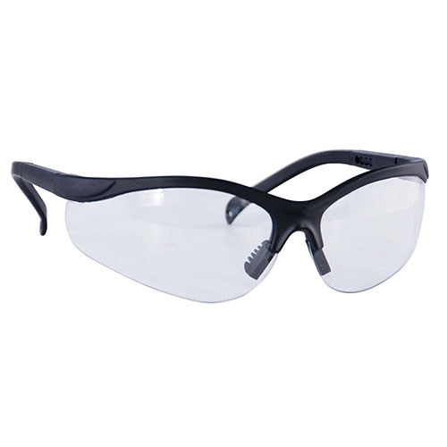 Caldwell Pro Range Glasses offer a stylish wrap-around design, adjustable nose and temples for comfort, scratch-resistant lenses, and 99.9% UV protection.
