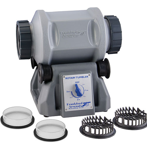 Frankford Arsenal Platinum Series Rotary Tumbler 7L offers unmatched brass cleaning with stainless steel media, a 1000-piece capacity, and a built-in timer.