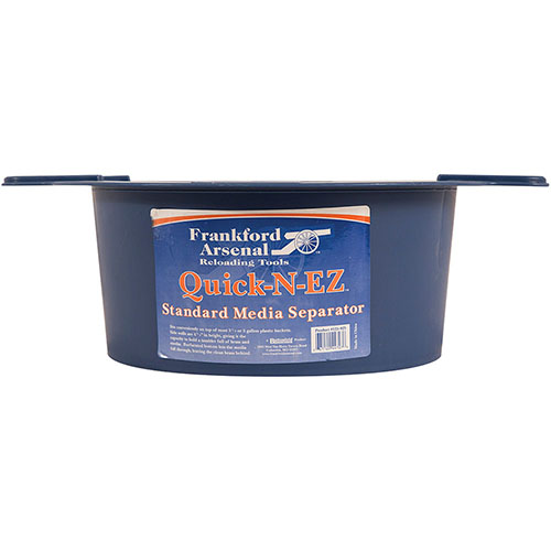 Frankford Arsenal Quick-n-EZ Media Separator easily fits on 3 1/2 or 5 gallon buckets, quickly separates brass from media, leaving clean brass behind.
