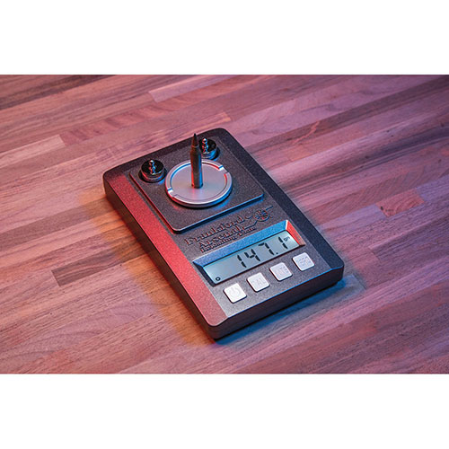 Frankford Arsenal Platinum Series Precision Scale offers 1500 grain capacity, 0.1 grain accuracy, simple controls, and dual power options for precision in hand loading.