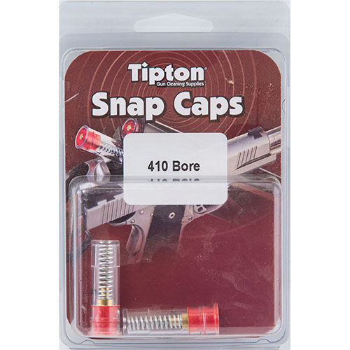 Tipton Snap Caps for 410 Bore prevent firing pin damage, ideal for trigger adjustments and releasing hammer spring tension during gun storage.