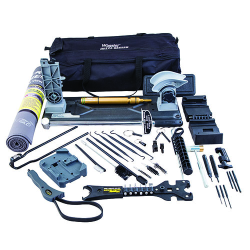 Wheeler Ultra Armorer's Kit offers essential tools for AR-15 maintenance, including a vise, combo tool, brushes, and a custom carrying case for convenience.