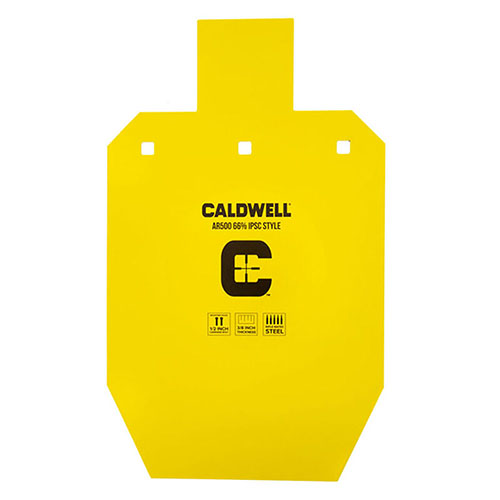 Caldwell AR500 66% IPSC Steel Target offers durability with AR-500 steel, visibility for training or competition, and multiple sizes with easy hanging solutions.