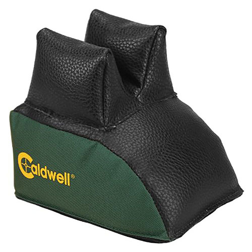 Caldwell Medium High Rear Bag offers a secure leather rest and durable polyester that maintains shape, compatible with most front rests for stable shooting.