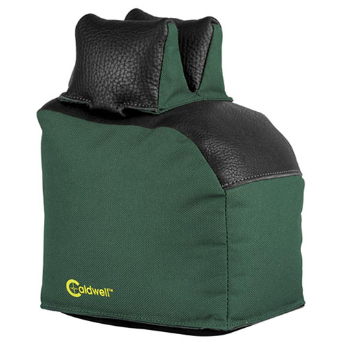 Caldwell Shoulder Saver Magnum Extended Rear Bag provides a secure rest with durable leather and shape-retaining polyester, compatible with most front rests.