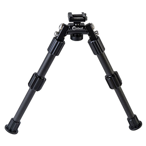 Caldwell Accumax Pic Rail Bipod 6”-9” offers quick-deployment carbon fiber legs, sturdy rubber feet for stability, and easy adjustments with twist-lock technology.