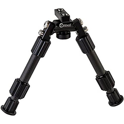 Caldwell Accumax 6"-9" Bipod offers quick-deployment carbon fiber legs, twist-lock technology, 180° leg angle adjustment, and rubber feet for superior stability.