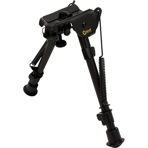 Caldwell XLA Bipod offers stable shooting support, easily attaches to firearms, features notched legs for height indexing, available in multiple heights and colors.