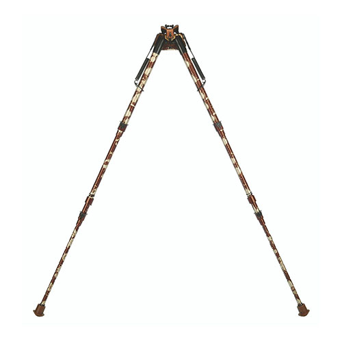 Caldwell XLA Bipod offers stable support for firearms, easily attaches to sling swivel studs, features notched legs for height adjustment, available in black or camo.