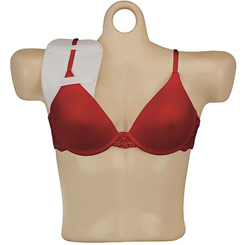 Caldwell Hidden Comfort Recoil Shield for Women offers discreet recoil protection with a comfortable cotton blend cover, easily attaching to your bra strap for all-day wear.