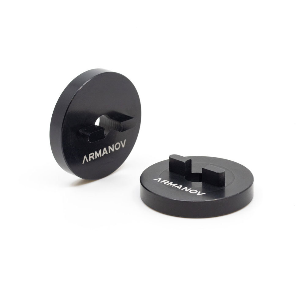 ARMANOV Drop-In Spacer for Dillon Case Feeder easily raises your case feeder plate by 1/4 inch (6,35mm) for better functionality with longer pistol and short rifle cases.