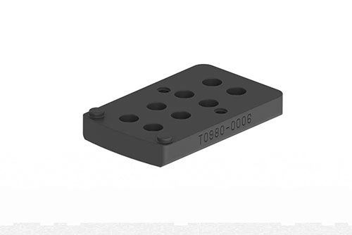 Adaptér ERATAC pro univerzální rozhraní umožňuje snadnou integraci optik Aimpoint Acro nebo Armadot, včetně Torx šroubů pro bezpečnou instalaci.