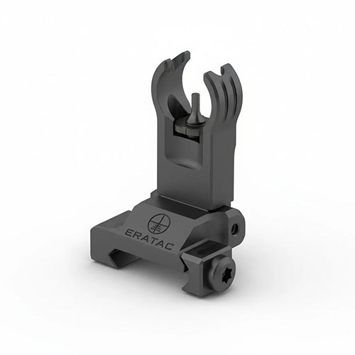 Folding Front Sight HK-Style 1.8mm by ERATAC offers dual apertures, spring-loaded protection, ultra-low profile, and tool-less adjustments for precision shooting.