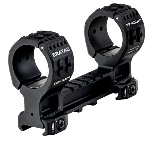ERATAC T7 Mount offers innovative ERA-Grip inlays for secure clamping, no glue needed, lower torque, and gentle pressure for thin-walled scopes.