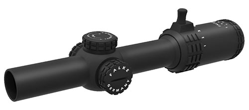 Falke 1-6x24 L4 Scope offers 6x zoom, L4 illuminated reticle for low light hunting, scratch-resistant optics, and easy adjustments for precision shooting.