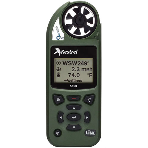 Kestrel 5500 Weather Meter: precise measurements, rugged design, advanced display, data logging, and smartphone connectivity—ideal for shooting and outdoor activities.