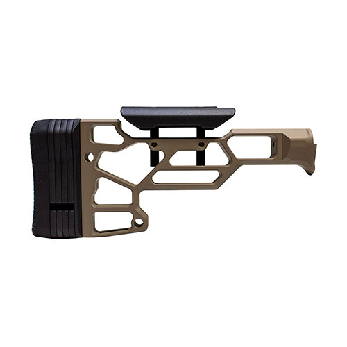 MDT Skeleton Rifle Stock Lite offers adjustable Length of Pull and cheek rest for custom fit, compatible with TAC21, LSS-XL, and HS3 chassises.