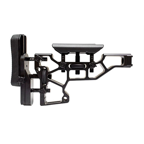 MDT Elite Fixed Rifle Stock offers toolless adjustments for cheek riser and buttpad, ensuring a perfect fit for enhanced comfort and performance.