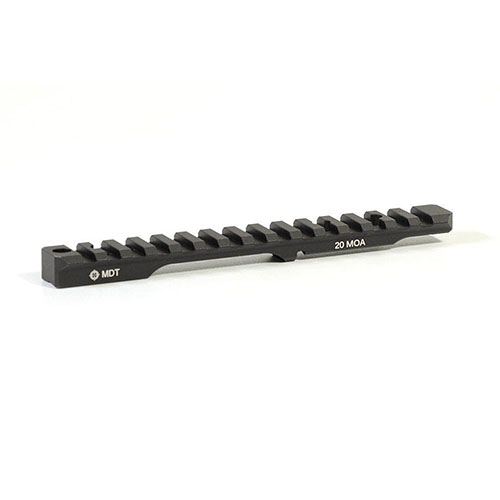 MDT Picatinny Scope Base 20 MOA offers easy optics mounting, durable 6061-T6 aluminum construction, and integrated recoil lug for enhanced performance.