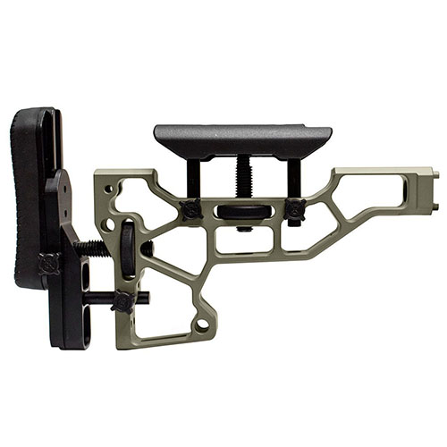 MDT Rifle Stock offers toolless adjustments for cheek riser and buttpad, ensuring optimal comfort and performance for ACC and ESS chassis shooters.