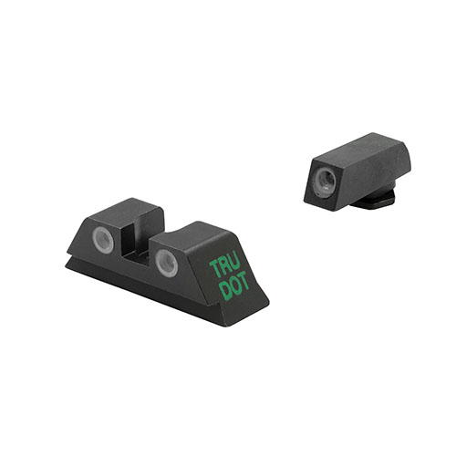 MEPROLIGHT Tru-Dot night sights enhance aiming accuracy in all light conditions, ensuring over 85% hit efficiency with easy installation on Glock models.