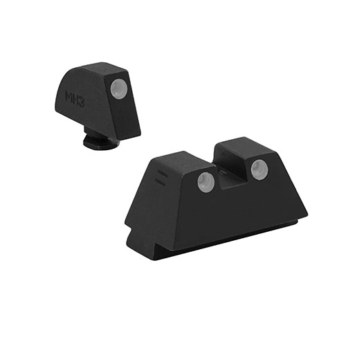 MEPRO Tru Dot Suppressor sights enhance low-light shooting accuracy with self-illuminated tritium dots, perfect for Glock models and easy to install.