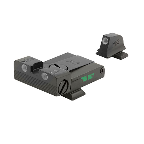 MEPRO Tru Dot ADJUSTABLE SIGHTS enhance your accuracy with self-illuminated, adjustable night sights for all light conditions, improving hit efficiency by over 85%.