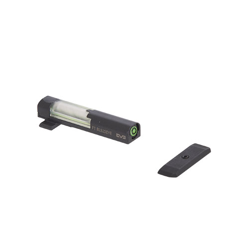 MEPRO FT Bullseye™ sights offer intuitive aiming with fiber optics and tritium for day/night use, are shockproof, and ideal for Glock and other pistols.