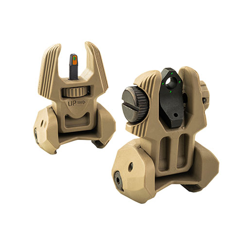 MEPRO FRBS offers durable, tritium-enhanced backup sights with self-illumination for day/night use, easily adjustable elevation, ensuring reliability when optics fail.