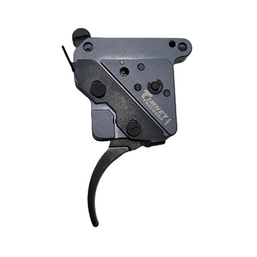 Timney Hit trigger for Remington 700 offers adjustable pull weight from 8oz to 2lb, precision machined components, and options for straight or curved shoes.