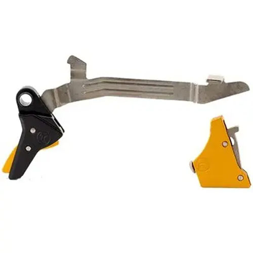 Upgrade your Glock Gen 3-4 with the Timney Alpha Competition UBK, featuring a lighter 2.5-3lb pull weight, stainless steel striker, and enhanced reliability.