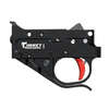 RUGER 1022 Trigger Assembly from TIMNEY features a black housing, red trigger shoe, and a fixed pull weight of 2.75 lbs for reliable performance without adjustments.