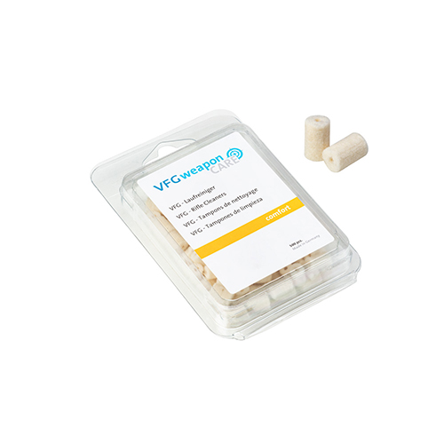 VFG COMFORT barrel cleaners are perfect for light soiling, oiling, and de-oiling, featuring 500 pieces for calibers 4-4.5mm, ensuring effective maintenance.