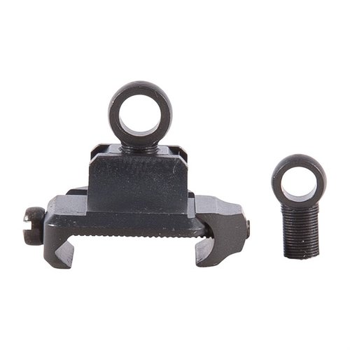 RIFLE HIGH WEAVER BACKUP BASE offers a quick, tool-free installation on Weaver-style bases, adjustable windage/elevation, and a reliable ghost-ring sight for emergencies.
