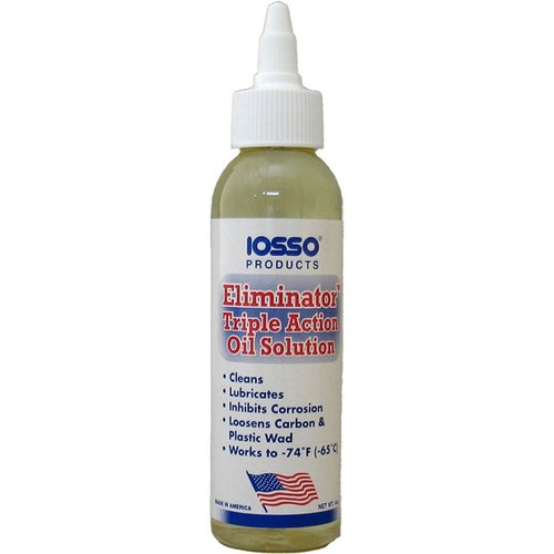 ELIMINATOR TRIPLE ACTION OIL cleans, lubricates, and protects firearms with a biodegradable formula, effective in extreme conditions from -74 F to 65 F.
