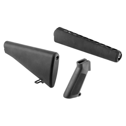 Recreate an American Classic with Brownells M16A1 Furniture Kits, featuring authentic style buttstock, handguard, and grip, available in multiple colors.