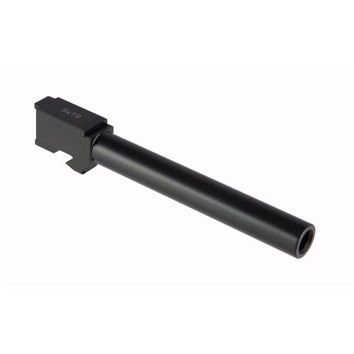 Match-Grade Barrel for Glock® 34, compatible with all generations, features hardened 416R stainless steel, Black Nitride finish, and drop-in fit for superb accuracy.