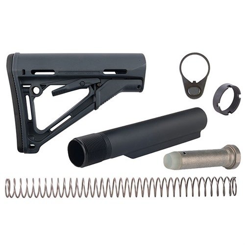 Magpul CTR buttstock kit with Mil-Spec buffer tube, friction lock for stability, quick adjustments, and durable design in various colors for your tactical rifle.
