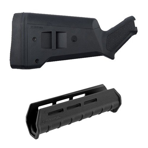 MOSSBERG 500 SGA Buttstock & M-LOK Forend Kit offers adaptability and customization for 500/590/590A1 shotguns, enhancing performance with lightweight design.