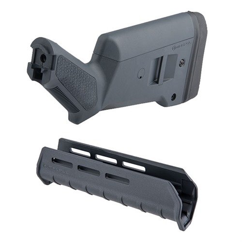 MOSSBERG 500 SGA Buttstock & M-LOK Forend Kit offers customizable adaptability for 500/590/590A1 shotguns, enhancing performance with lightweight design.