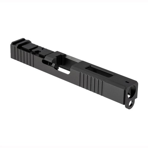 Brownells Acro Cut Slide for Glock® 17 Gen3 features a pre-cut Aimpoint Acro P-1 mount, durable 17-4 stainless steel, and a distinctive window cutout.
