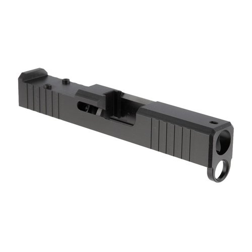 RMRcc Cut Slide for Glock 43 allows easy red-dot sight installation, features front/rear serrations, and is made from durable 17-4 stainless steel with Nitride finish.