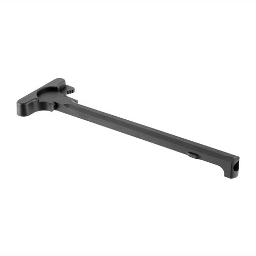 Standard AR-15 charging handle made from durable aluminum with a sleek matte black anodized finish, ensuring reliability and style for your firearm.