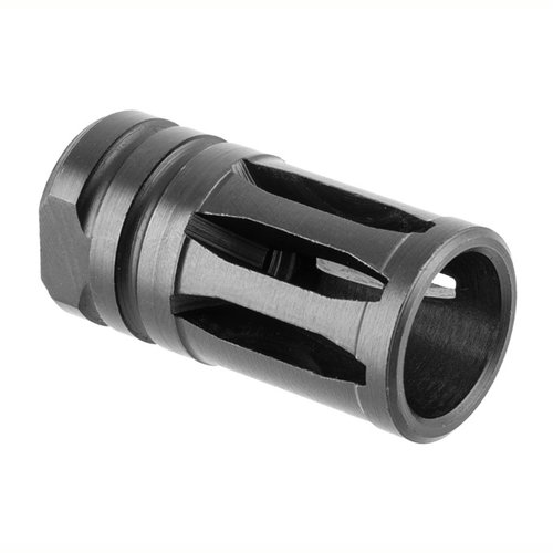 Standard A2 flash hider with 5/8-24 threads, crafted from durable 4140 steel with a sleek black oxide finish for enhanced performance and style.