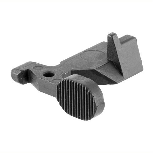 Mil-spec AR-15 bolt catch, precision CNC machined, matte black phosphate finish, heat treated, and 100% made in the USA for superior durability and reliability.
