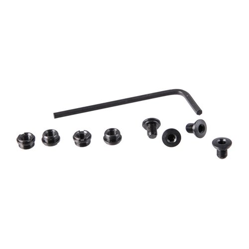 Náhradní balení čtyř krátkých šroubů a pouzder pro Slim Grips, s hex hlavou pro elegantní vzhled a bez nevzhledných šroubů. Kvalitní ocel, modrá nebo niklová úprava.